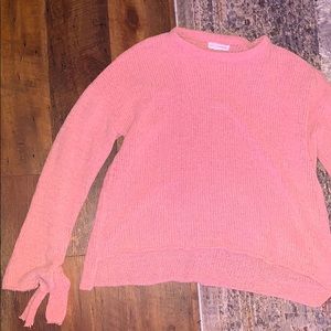 Pink sweater with tie sleeves!